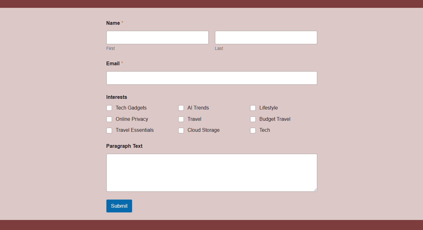 Custom Registration Form